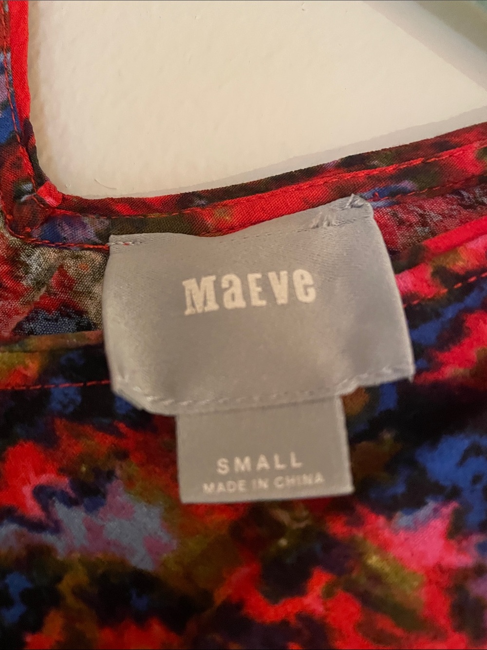 Maeve Red Multi-Color Patterned V-Neck Mini Dress - Picture 2 of 3